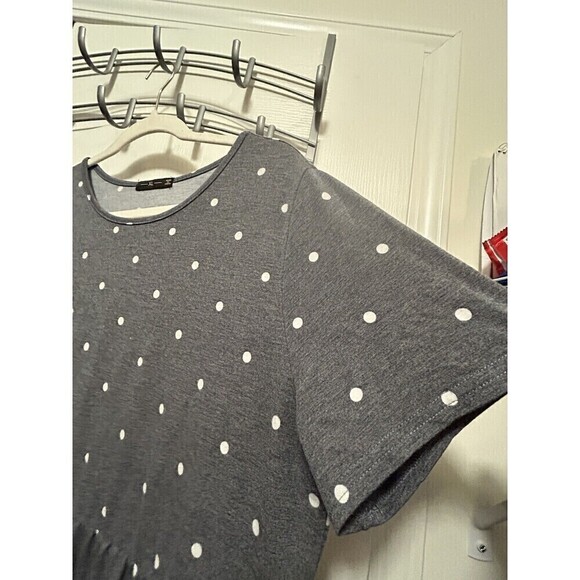 Raglan Dress Blue with white polka dot Women’s size XL Swing Comfy Tiered - Picture 13 of 14